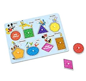 Melissa & Doug Disney Wooden Shapes & Colors Peg Puzzle