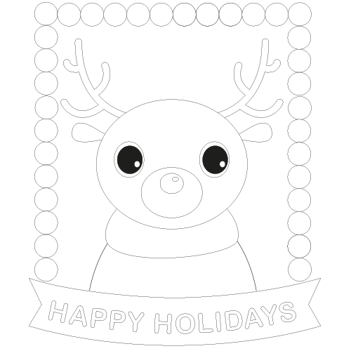 Free Christmas Danny Deer Coloring Page & Card 