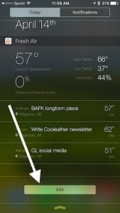 tap the Edit bar