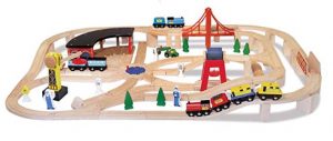 Melissa & Doug Deluxe Wooden Railway Train Set