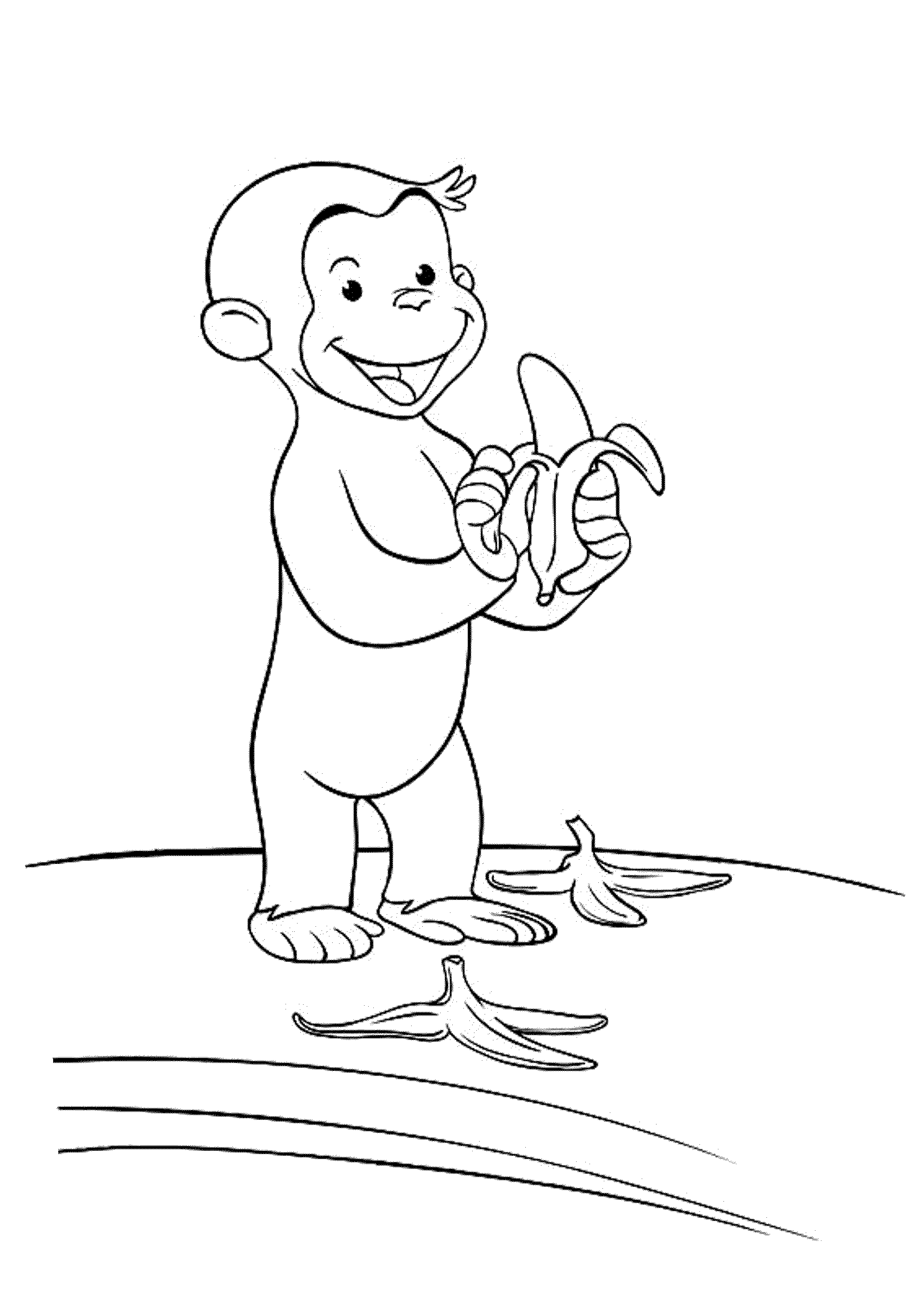 Download Print & Download - Curious George Coloring Pages to Stimulate Kids' Fine Motor Skills