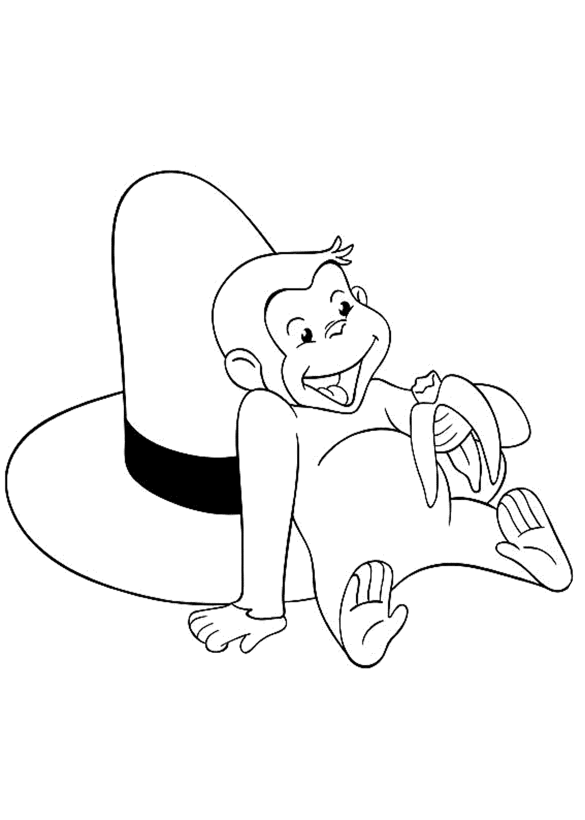 curious george eat banana coloring pages