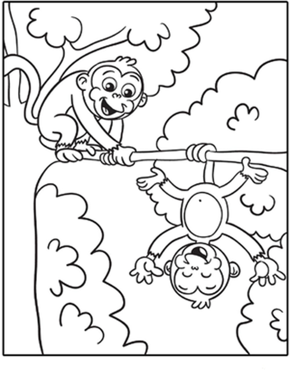 Gallery of Coloring Monkey Head with Monkey Coloring Pages