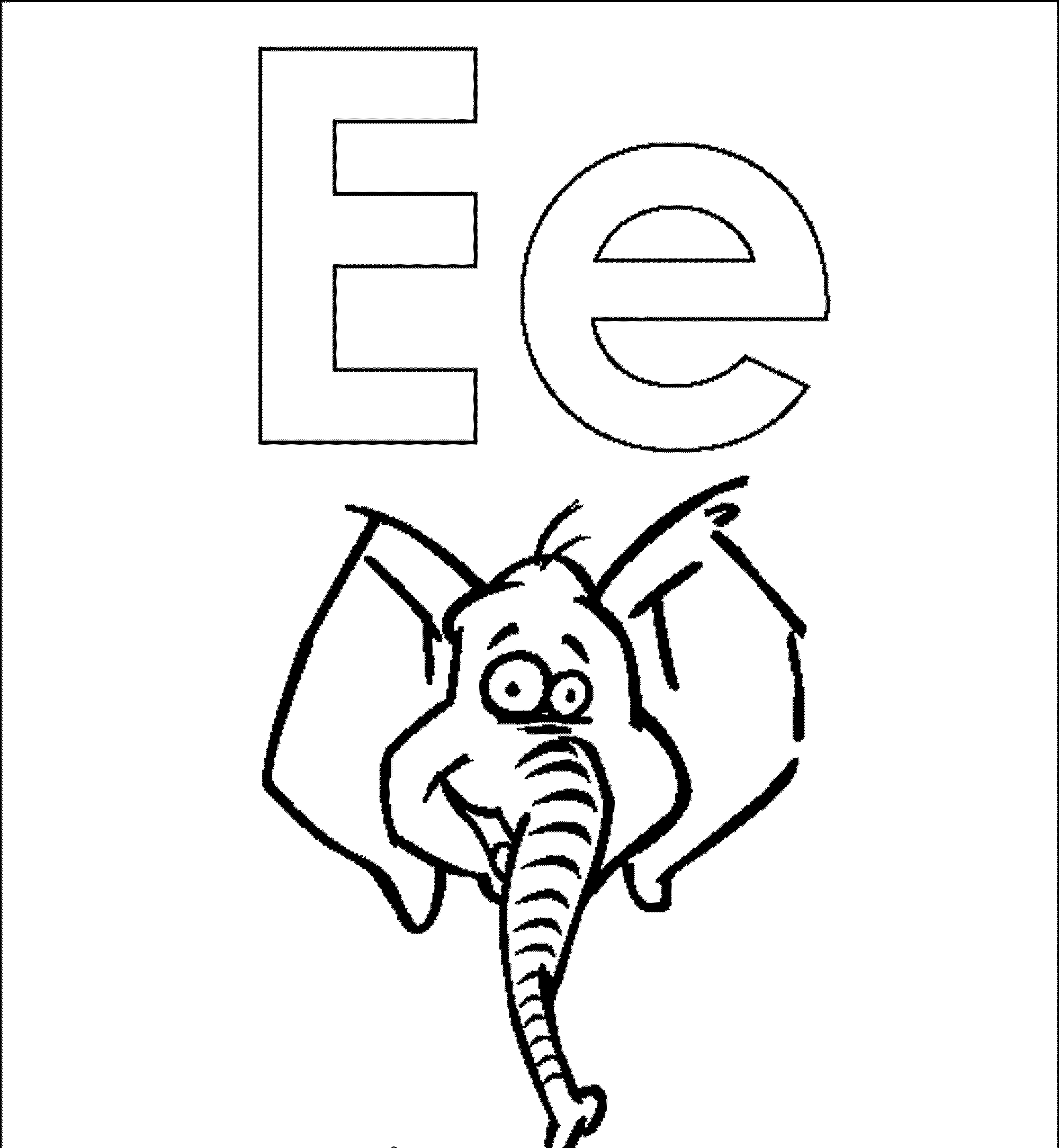 letter E elephant coloring pages alphabet