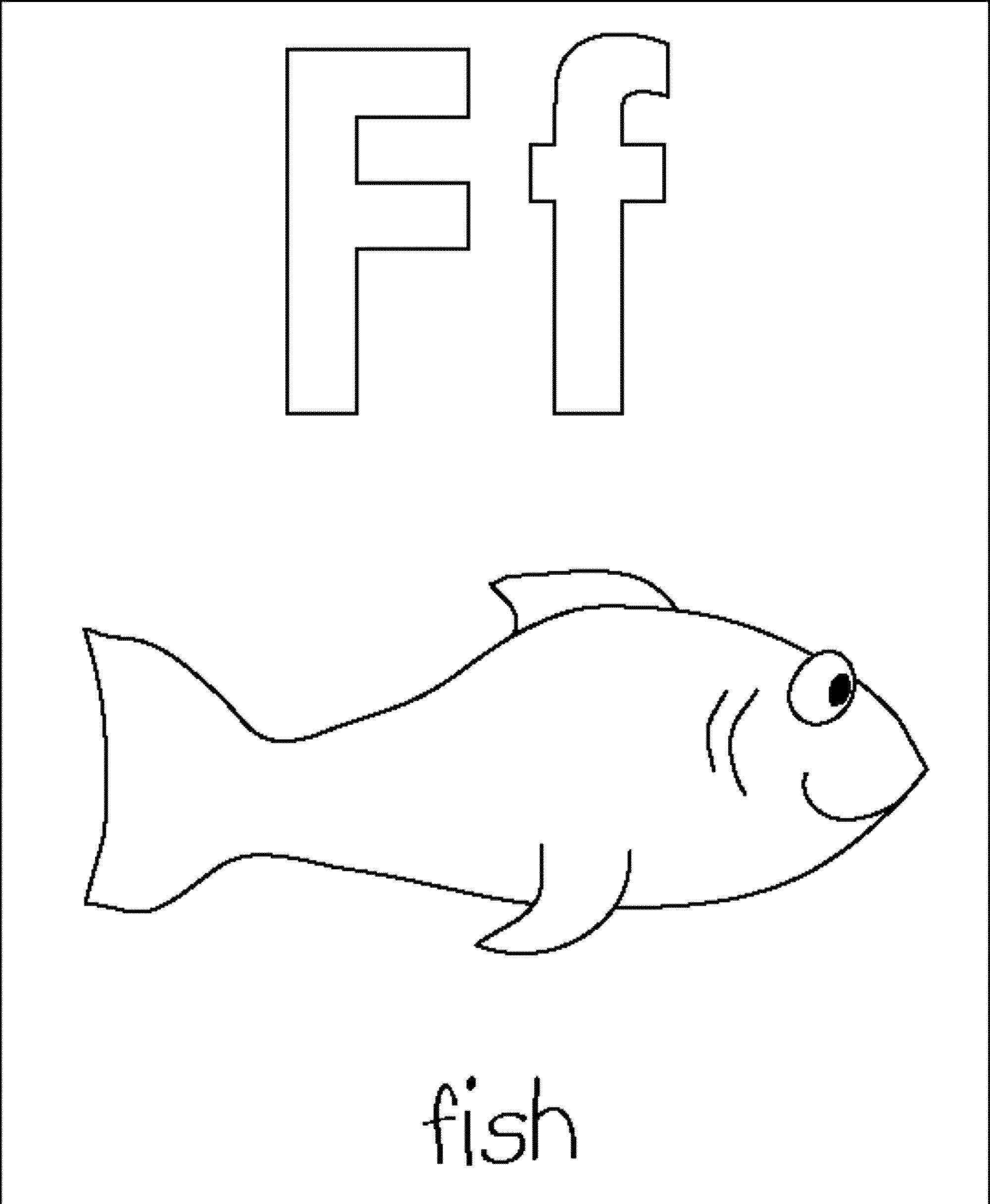 letter F Fish coloring pages for preschoolers