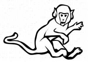 print  download  coloring monkey head with monkey