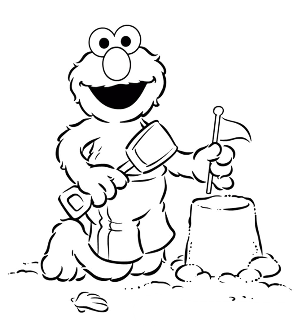 elmo coloring pages printable in beach