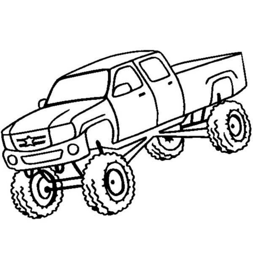 drawing monster truck coloring pages with kids