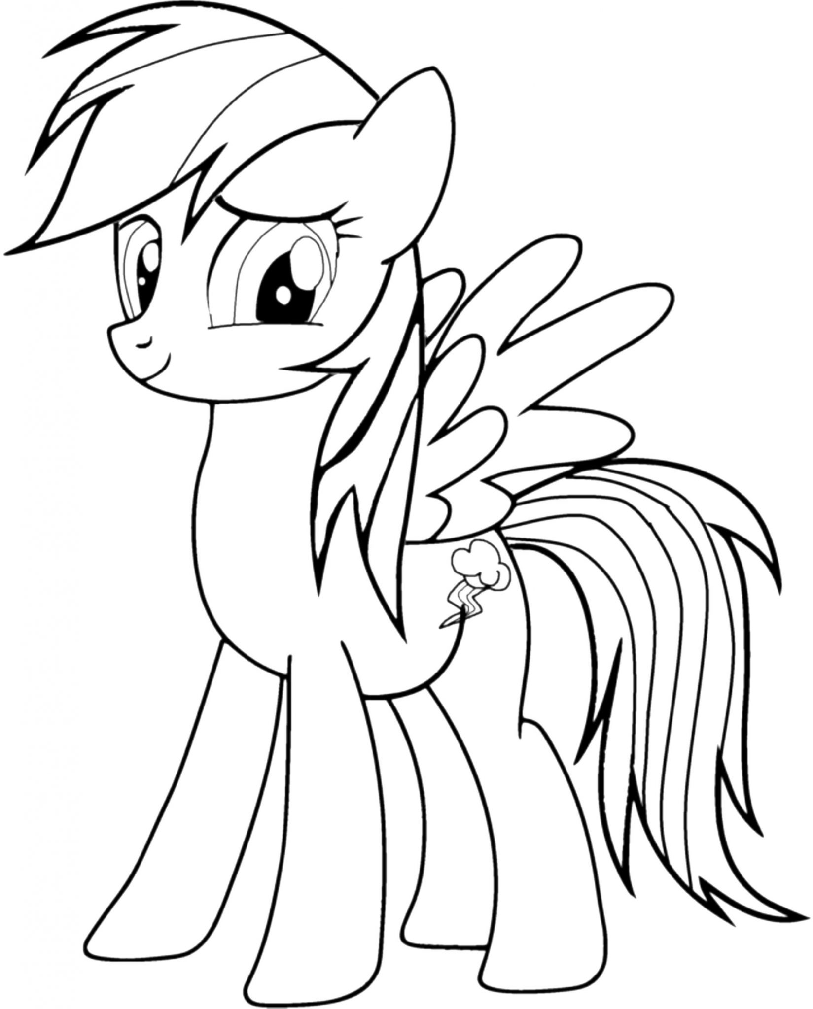 Print Download Colorful Rainbow Dash Coloring Pages to