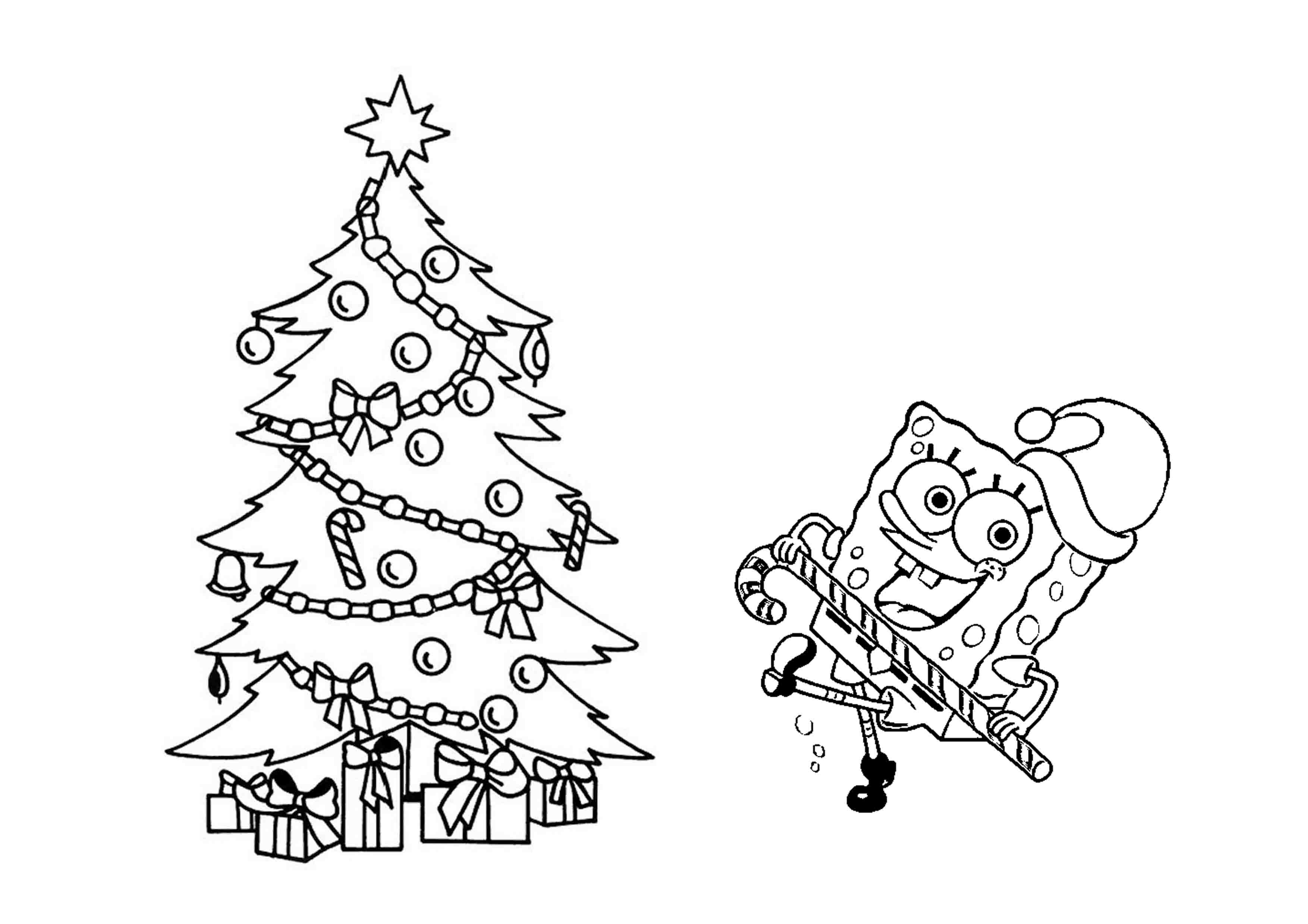 Spongebob Christmas Coloring Pages Tree Printable Bestappsforkids Com