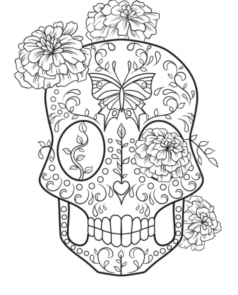 Print Download Sugar Skull Coloring Pages to Have
