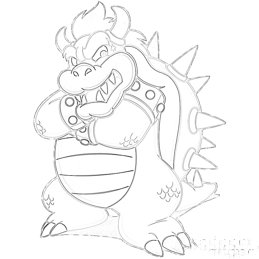 Super mario bowser crossing arms coloring page