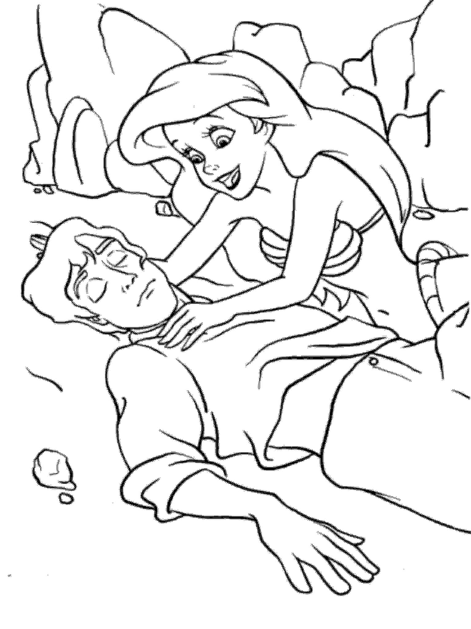 the little mermaid coloring pages ariel and eric