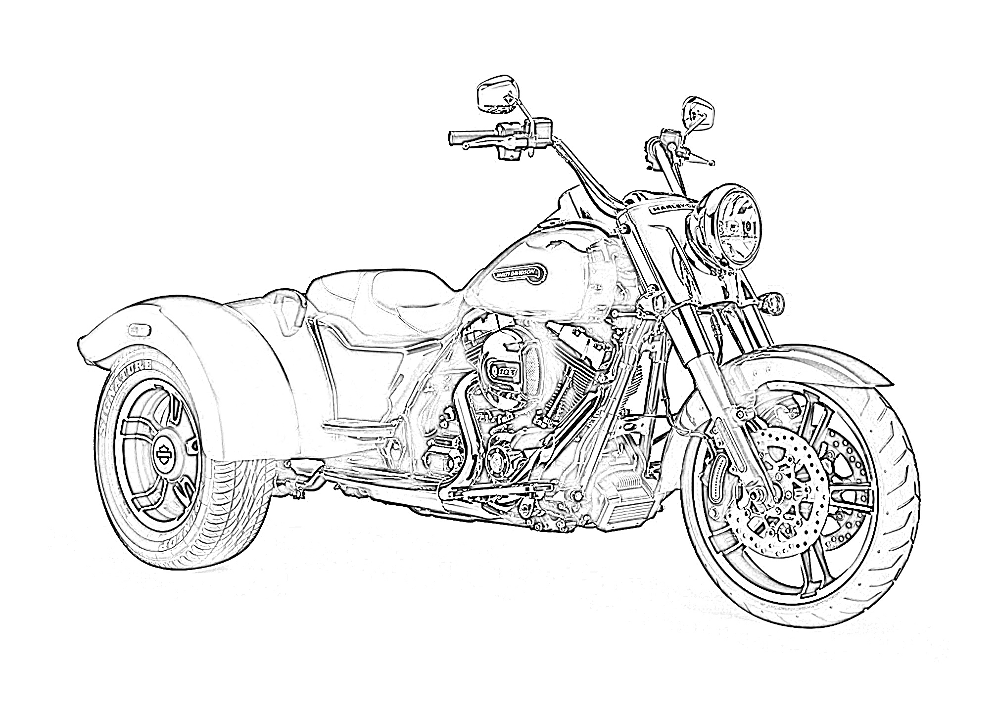 Harley Davidson 103 trike coloring page