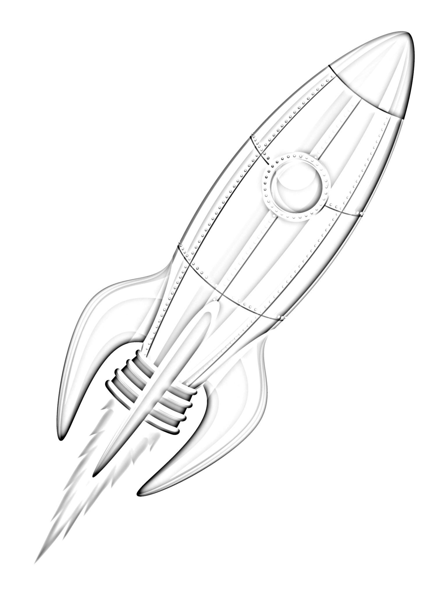 Rocket ship in space coloring page