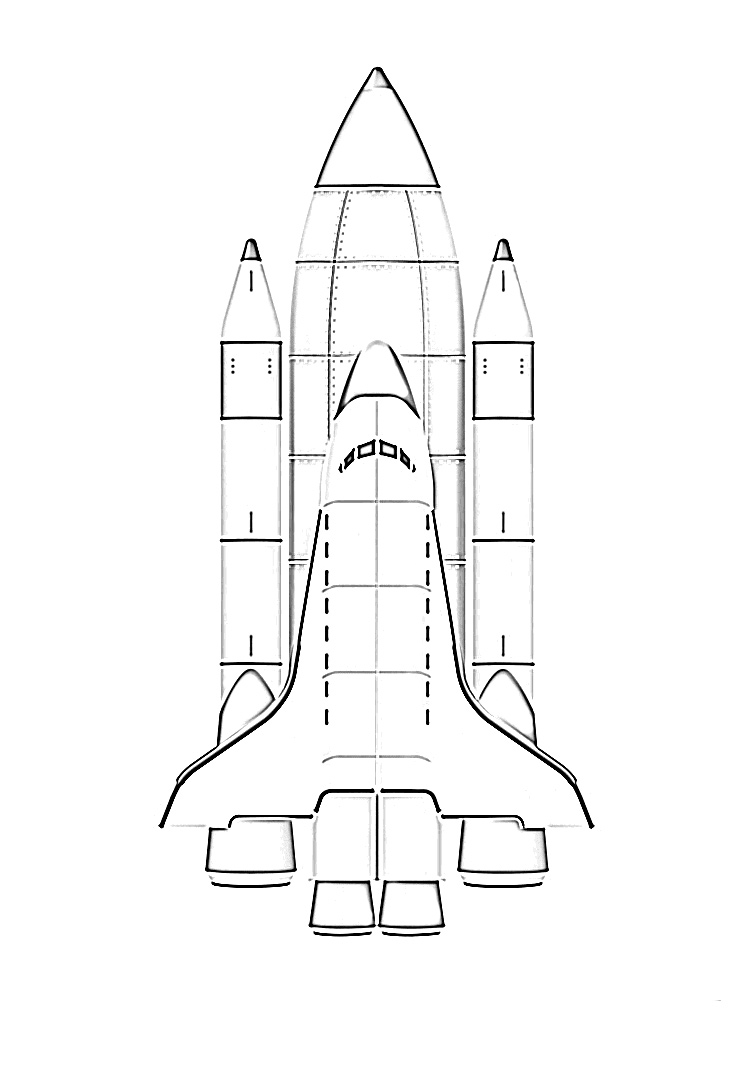 Rocket ship top view coloring page