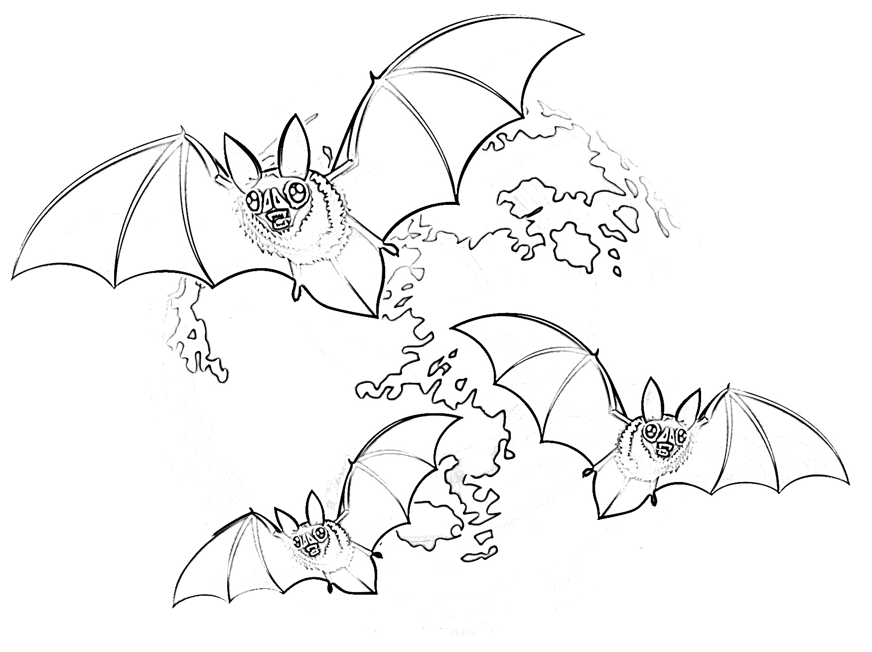 Spooky Halloween Vampire Bats Coloring Page
