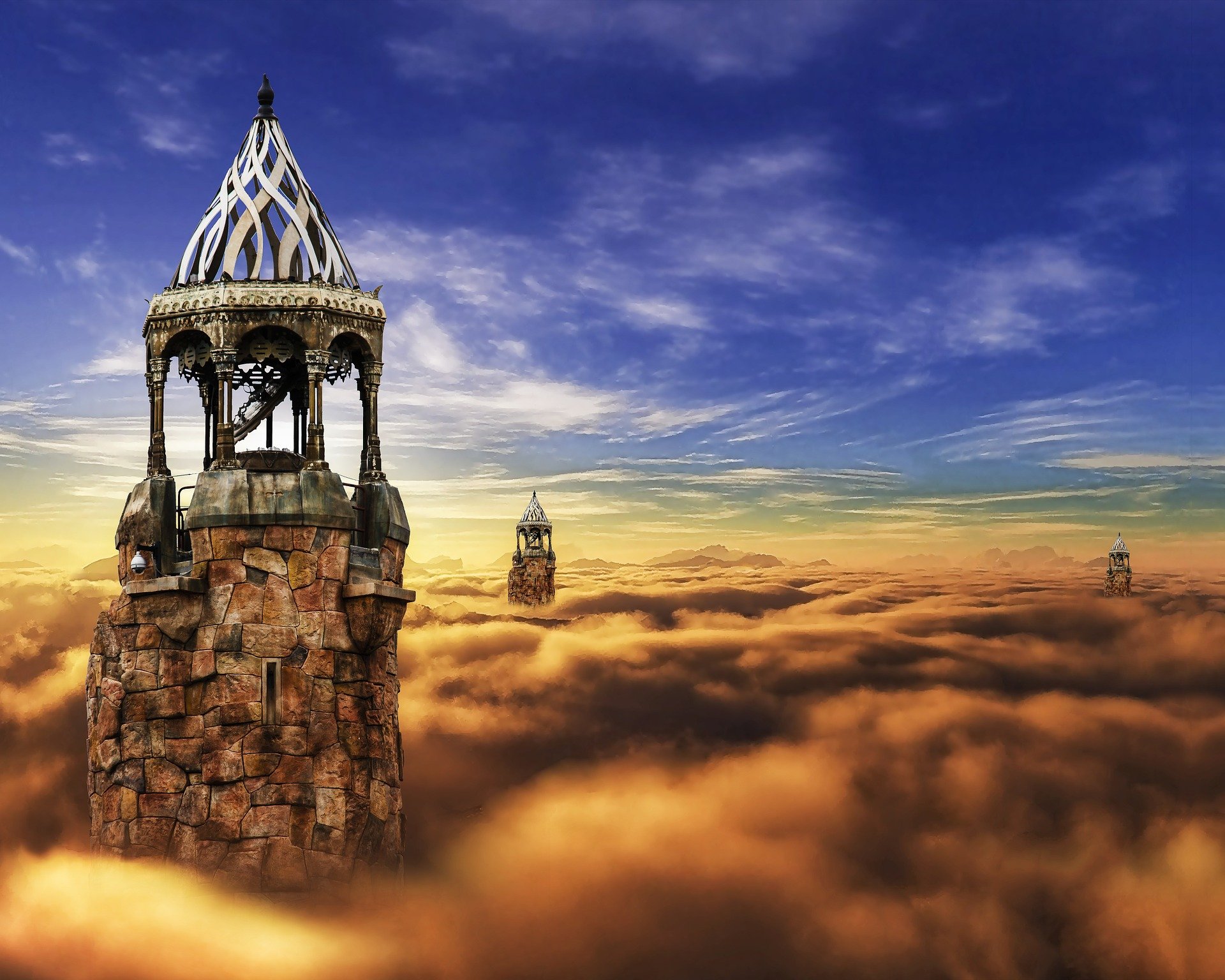 Fantasy landscape with towers
